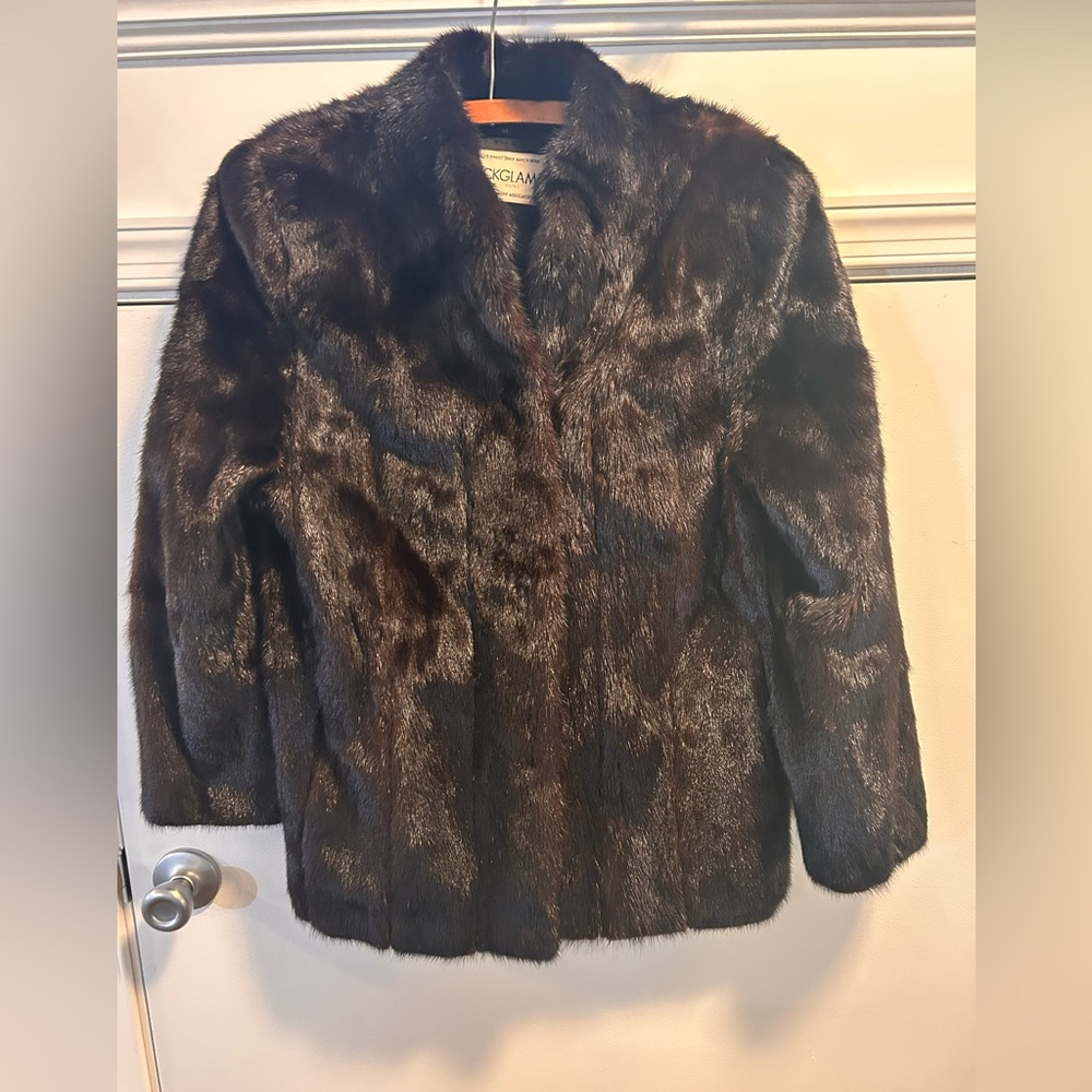 Blackglama Women’s Mink Fur Coat Size 14 – Dark Ranch Real Mink, Vintage Luxury